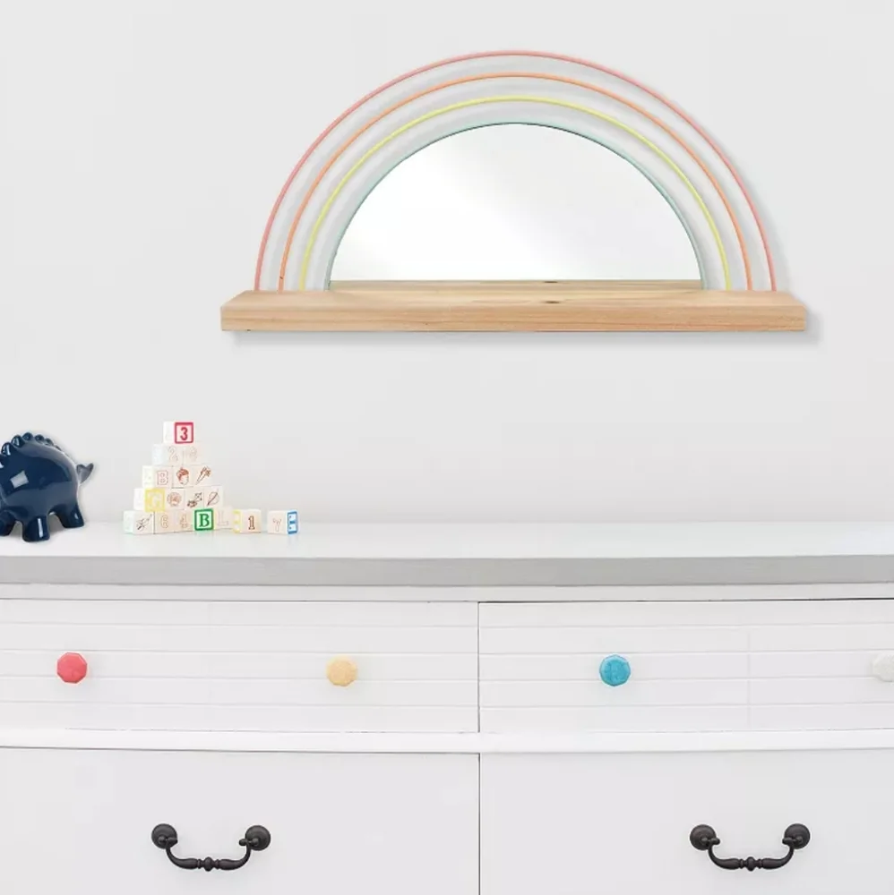 *Black* Half Moon Wall Shelf & Mirror